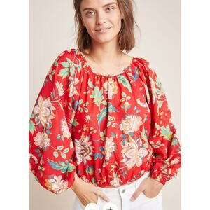 Anthropologie Maeve Red Floral Lake House Cotton Top. Multiple sizes